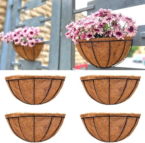 LaLaGreen Outdoor Wall Planter Black Coco Liner Flower Pots by L%C3%A1L%C3%A1Green