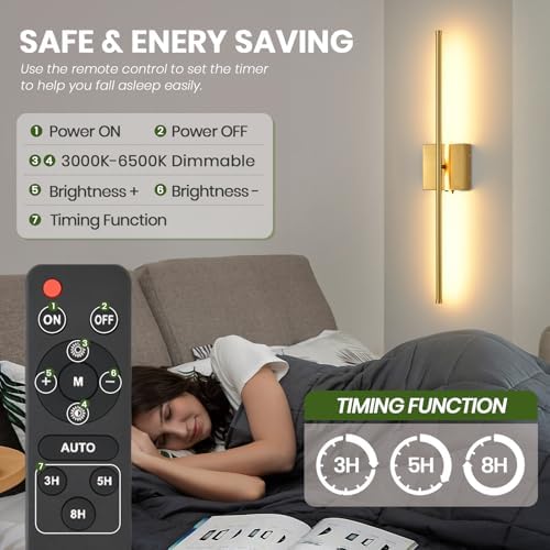 Rechargeable Battery Operated Wall Sconces, 11000mAh Wireless Brushed Gold Wall - Image 6