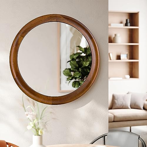 CULER Round Wall Mirrors 36 Inch, Wood Mirror - Image 5