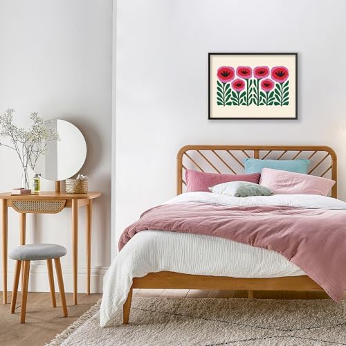Heltrappe Pink and Green Flower Poster Vintage Nature Abstract Botanical Wall - Image 4