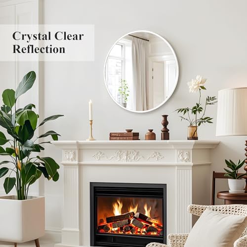 White Round Mirror 18 Inch, Wall Circle Mirror - Image 5