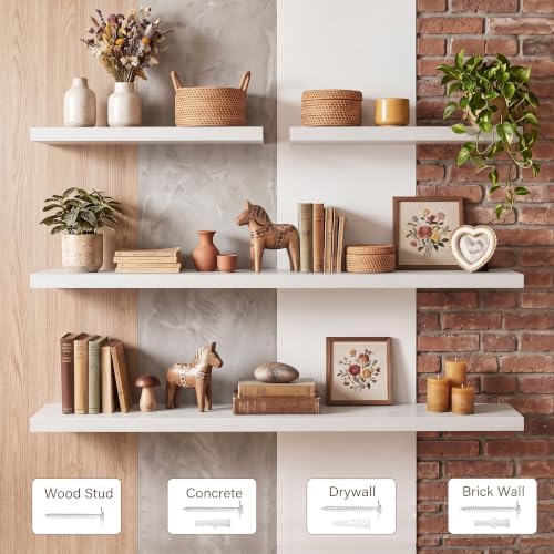Acovy 16x8in Floating Shelves 2 Pack, Wall Mount Display Shelf - Image 2