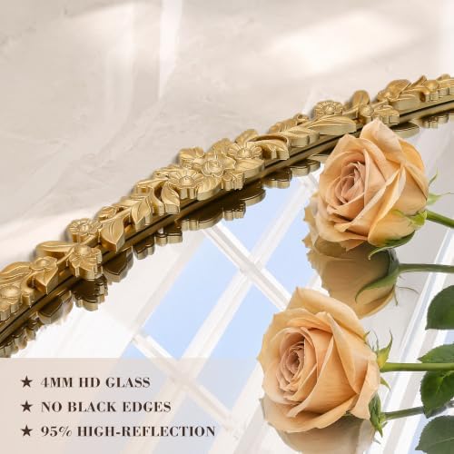 Besdomus Large Vintage Gold Mirror: 40"x30" Baroque Antique Arched Mirror - Image 5