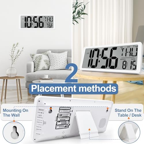 Atomic Clock 14.9" Digital Wall Clock Battery Operated Atomic Wall Clock Large - Image 3