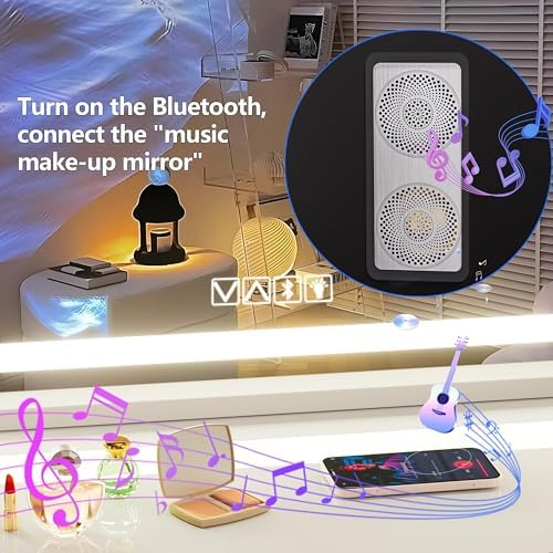 Hasipu Vanity Mirror with Lights and Bluetooth Speaker, Lighted Makeup Mirror - Image 2
