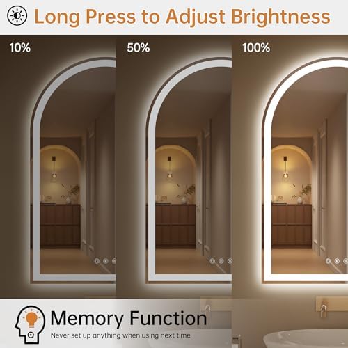 24"x36" Arched LED Lighted Bathroom Mirror - Image 3