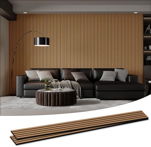2 Pack 105.9" x 12.6" x 0.8" Acoustic Wall Panels Sound Absorbing, Wood Slat by LDB_BUILDING