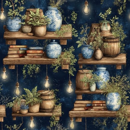 Bookshelf Peel and Stick Wallpaper, Dark Academia Library Wallpaper by Unknown