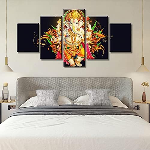 DJSYLIFE Hindu God Wall Art Ganesha Wall Decor Elephant God Canvas Prints - Image 5