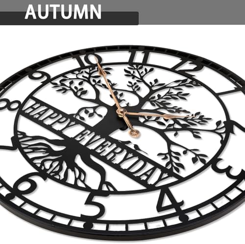Dankeit Tree of Life Wall Clock, Metal Black Large Wall Clock, 24inch Oversized - Image 2