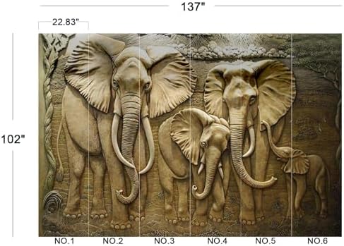 Vintage 3D Elephant Family Safari Relief Wallpaper Peel Stick - Image 5
