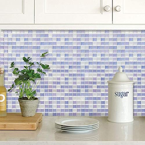 Yoillione 3D Mosaic Tile Sticker Removable Wallpaper Tile Purple, 3D Self - Image 6