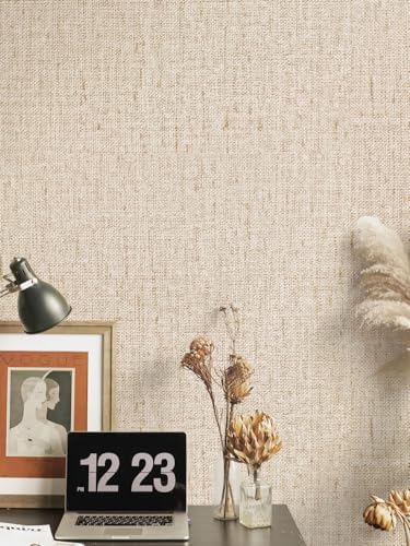 Beige Grasscloth Peel and Stick Wallpaper Textured 15.7in x 196.8in - Image 2
