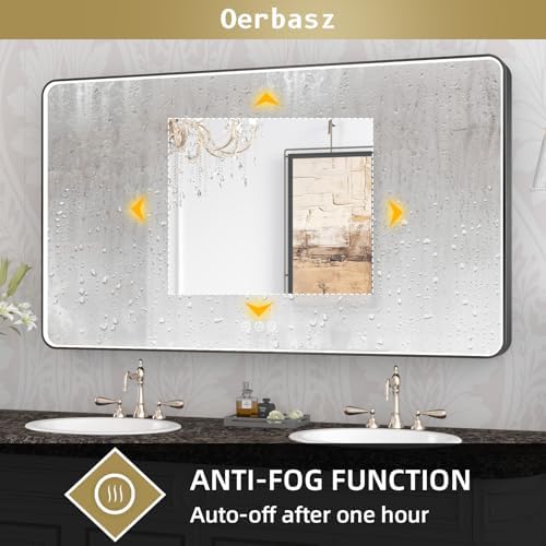 LED Mirror for Bathroom 55X32 Inch Black Framed - Image 5