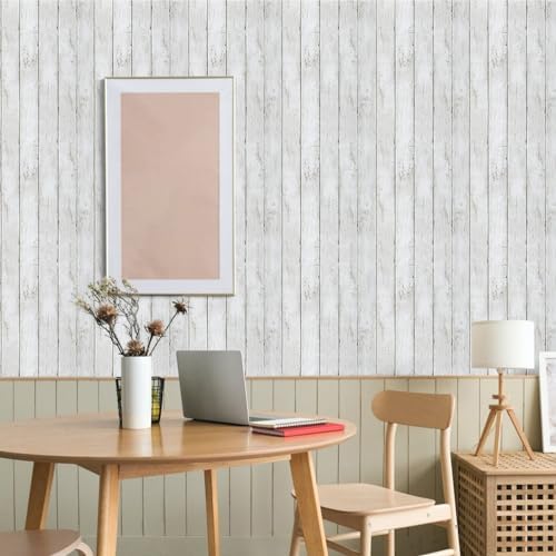 Abyssaly White Wood Shiplap Peel and Stick Wallpaper Farmhouse Wallpaper - Image 6