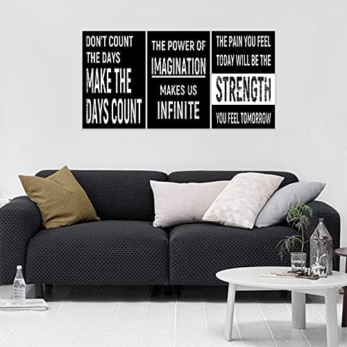 3 Piece Inspirational Wall Art Black Background Sayings Pictures, Quote - Image 3