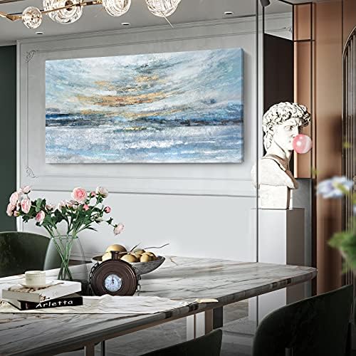 Extra Large Framed Wall Art for Living Room Light Blue Huge Canvas Print Modern - Image 6