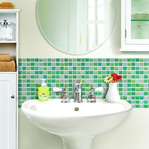 Yoillione 3D Mosaic Tile Sticker Removable Wallpaper Tile Red, 3D Self Adhesive - Image 4