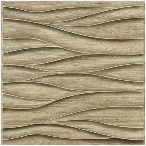 STICKGOO Wave 3D Wall Panels, Natural Oak, 19.7''x19.7'' by STICKGOO