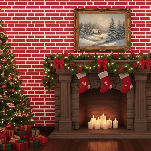 10x30ft Christmas Red Brick Wall Backdrop Photo Background Fabric - Image 5