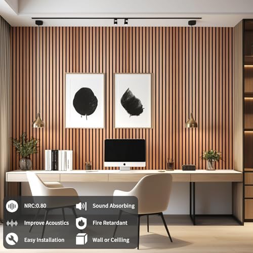 AMZDEPOT Soundproof Wood Slat Wall Panel, 2 Pack - Image 4