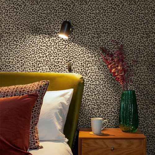 Simon&Siff Leopard Print Peel and Stick Wallpaper 17.3"x400" Black/Brown - Image 2