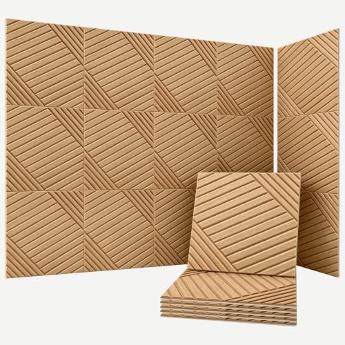 16Pack Acoustic Wall Panels, Wood Peel and Stick Wall Panels, Sound Proof Foam by Knightsacoustic