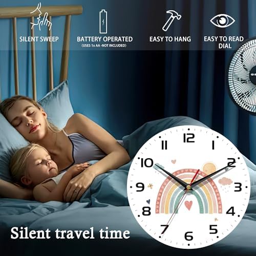 Wall Clock, 10 Inch Silent Non-Ticking Home Kitchen Decor, Battery Operated - Image 5