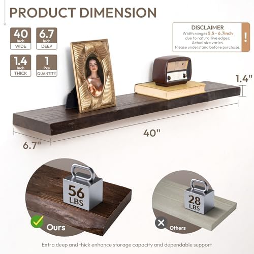 Marsmiles 40in Wood Floating Shelves - Image 3