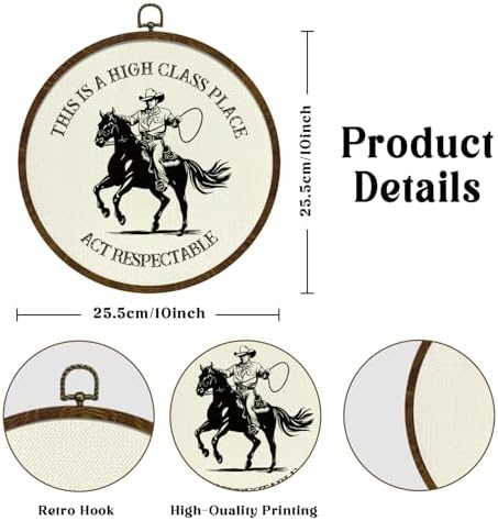 Round Wall Art Framed, Funny Cowboy Round Wall Decor –This Is a High Class - Image 2