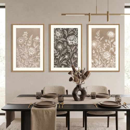 Aryroi Neutral Boho Flower Botanical Framed Canvas Wall Art Set-16"x24"x3 - Image 3