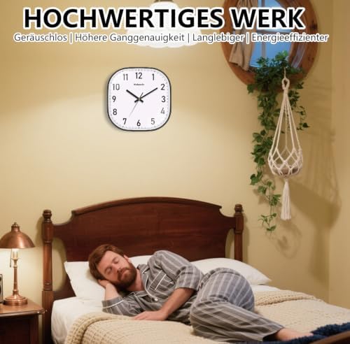 10 Inch Wall Clock, Silent Non Ticking Wall Clocks Battery Operated, Square - Image 4