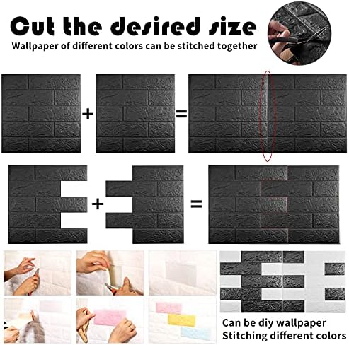 3D Wall Panels Peel and Stick, 29 Sq Ft Coverage, Faux Brick Black - Image 2