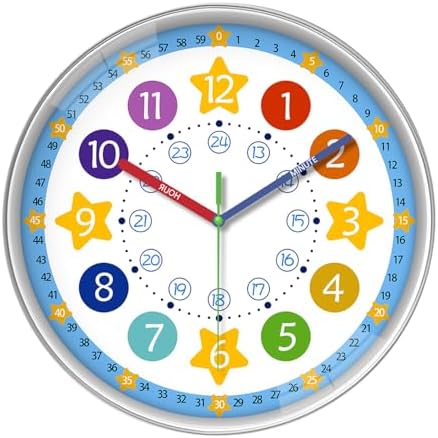 XFM Large Kids Wall Clock 16 Inch Blue Silent by XFMWallClock