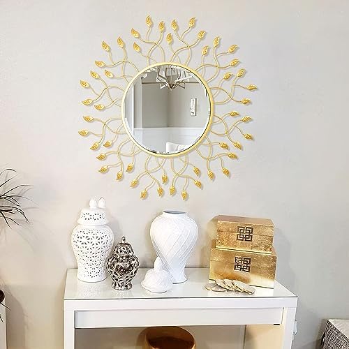 Chende 32" x 32" Large Mirror for Living Room Decor, Round Wall Mirror - Image 4