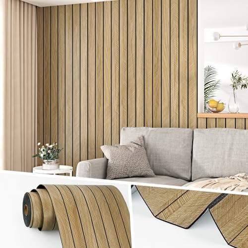 Wallercity Brown Wood Slat Peel and Stick 3D Wall Panels by Wallercity