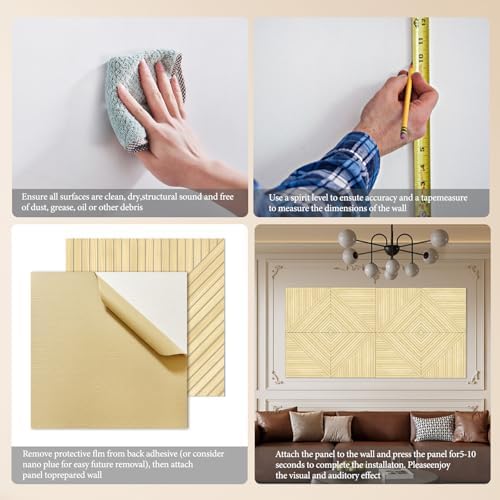 JBER Wood-Pattern Acoustic Panels 23.6" x 23.6", 6 Pack - Image 5