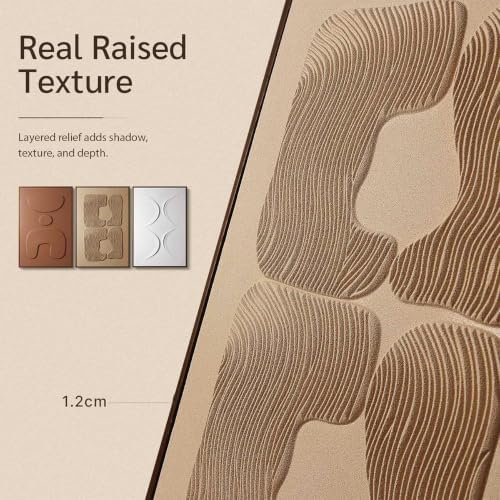 Thalasse Large 3D Textured Framed Abstract Wall Art Set of 3, Earth Tones - Image 4