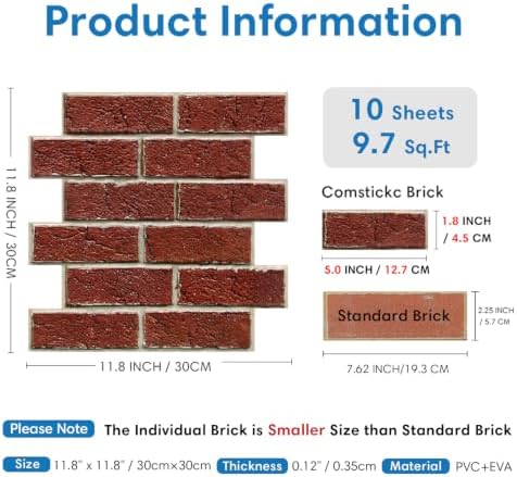 COMSTICKC 3D Peel and Stick Faux Brick Wall Panels - Image 4