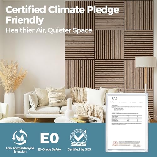 AKUMAX Extra-Thick 0.7" Wood Slat Acoustic Wall Panels, 4 Pack 23.6" x 23.6" - Image 3
