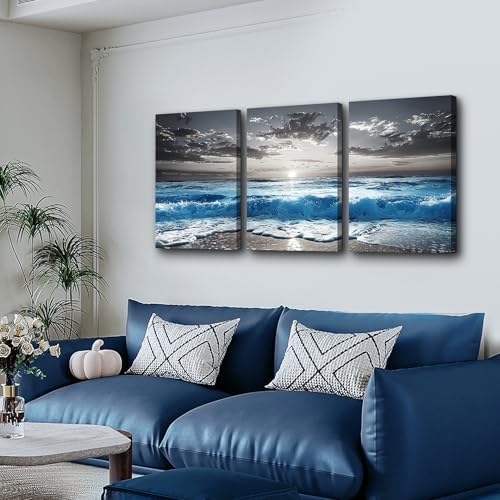 TTHYUEWS Black And White Beach Pictures Large Wall Decor - Image 2