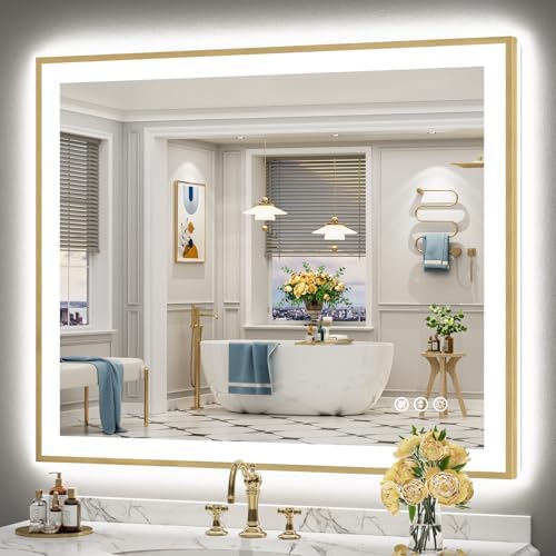 48x40 Gold LED Bathroom Mirror by Awandee