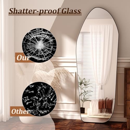 Matte Black 67"X24"Artistic Irregular Mirror Full Length - Image 6