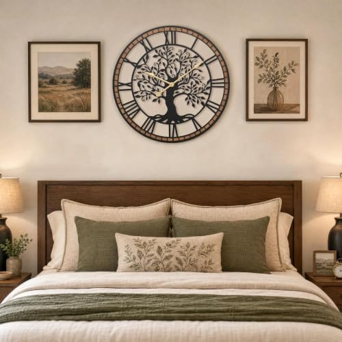 Micasso Large Wall Clock Decorative: 24 Inch Tree of Life Battery Operated - Image 6