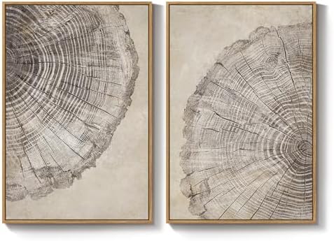 Framed Neutral Wabi Sabi Tree Rings Wall Art - Image 4