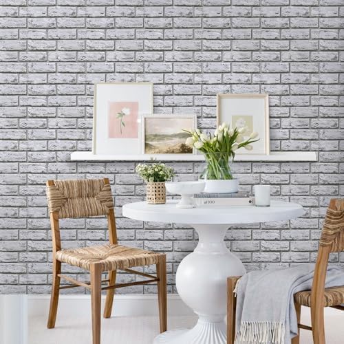 Commomy Faux Brick Wall Panels Peel and Stick Thin PVC 10 Pcs 11.8" x 11.8" - Image 3