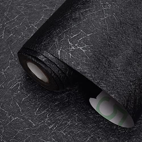 MelunMer Black Silk Wallpaper Peel and Stick Removable Textured 15.7"x118" by MelunMer