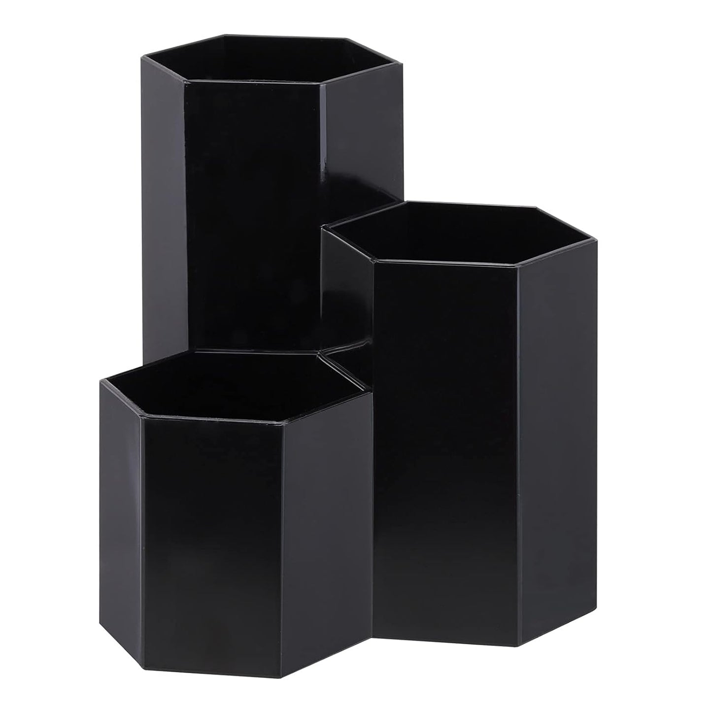 LoveBB Makeup Brush Holder Organizer, 3 Slot Plastic Cosmetics Brushes Pen Storage Solution, Black