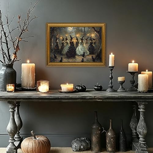 Halloween Vintage Witch in Forest Canvas Wall Art - Image 4