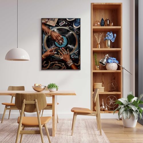 ZHGYGBN Black Girl DJ Wall Art Turntable Poster 16x24 Inch Unframed - Image 6